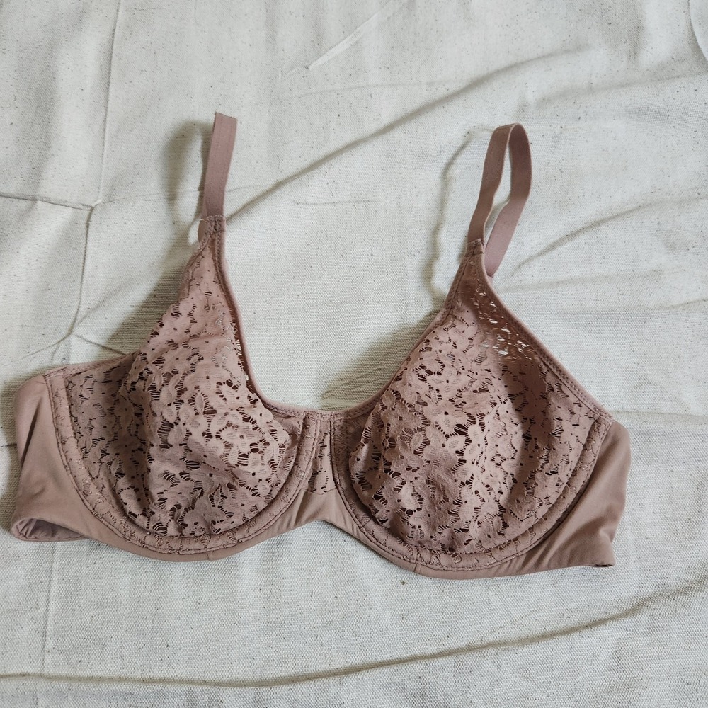 New 34C Chantelle Norah Comfort Underwire Bra Nude Beige Floral Lace Blush